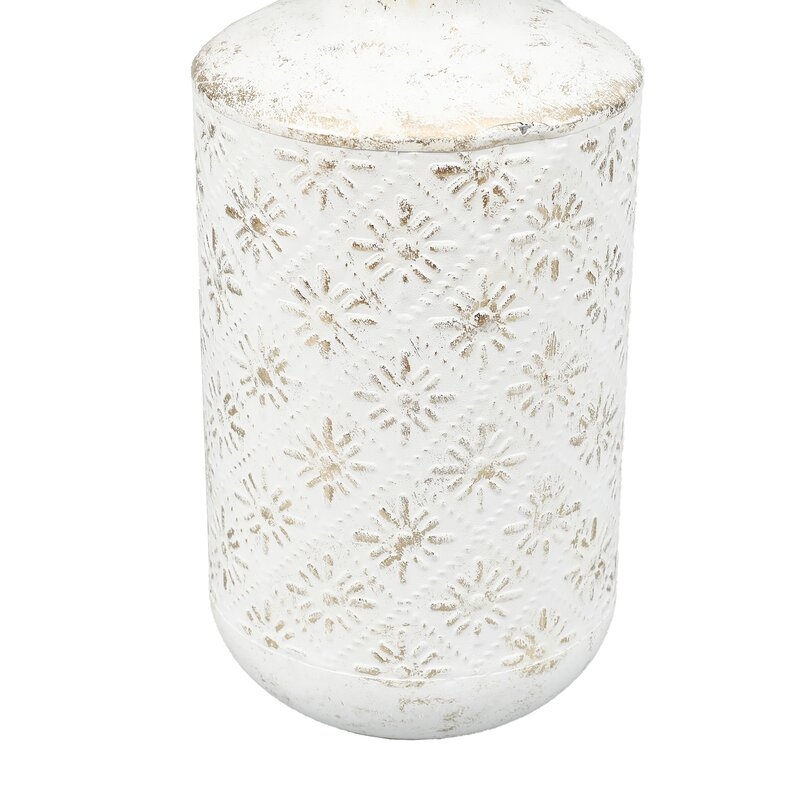 White Stamped Metal Vases, Set of 2 - Image 3