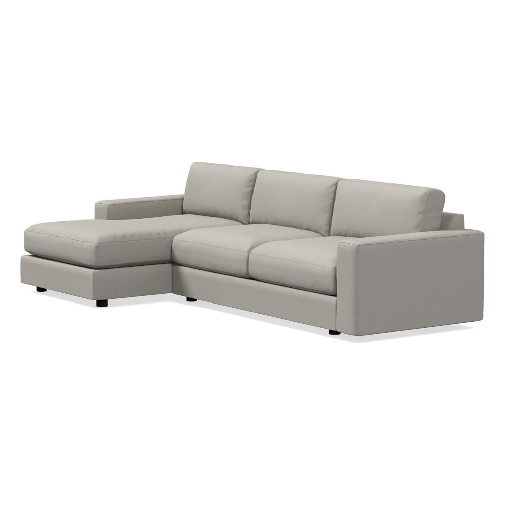 Urban 116" Left 2-Piece Chaise Sectional, Performance Basket Slub, Pearl Gray, Down Blend Fill - Image 0