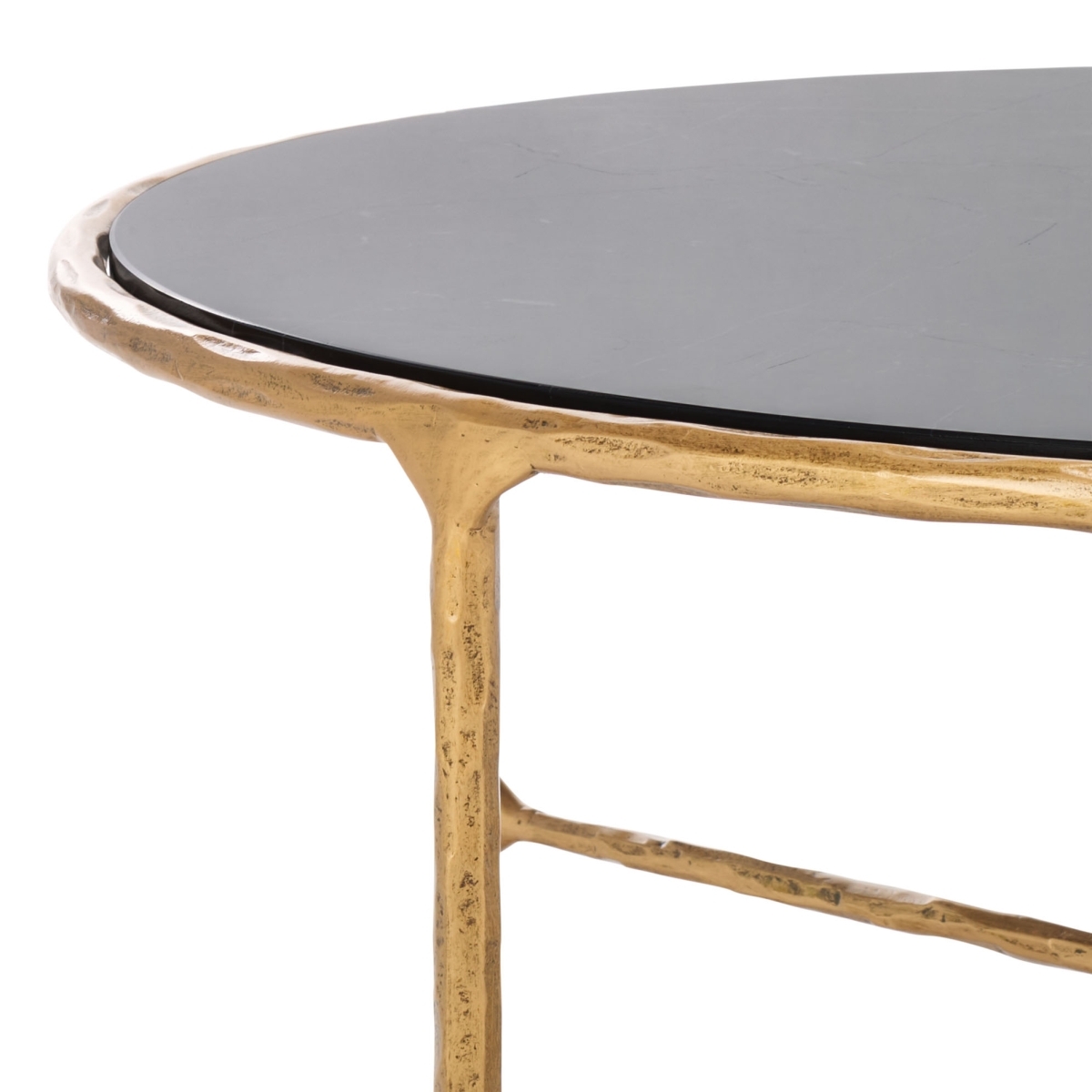 Jessa Round Metal Coffee Table - Brass/Black - Image 1