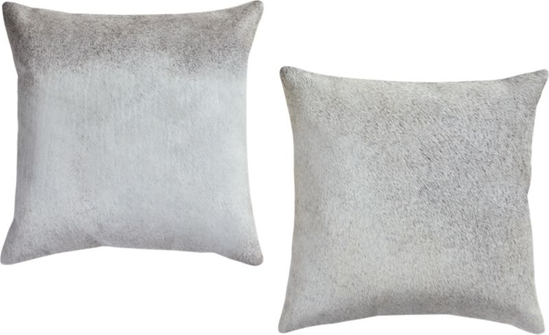 16" Grey and Neutral Cowhide Pillow with Down-Alternative Insert - Image 3