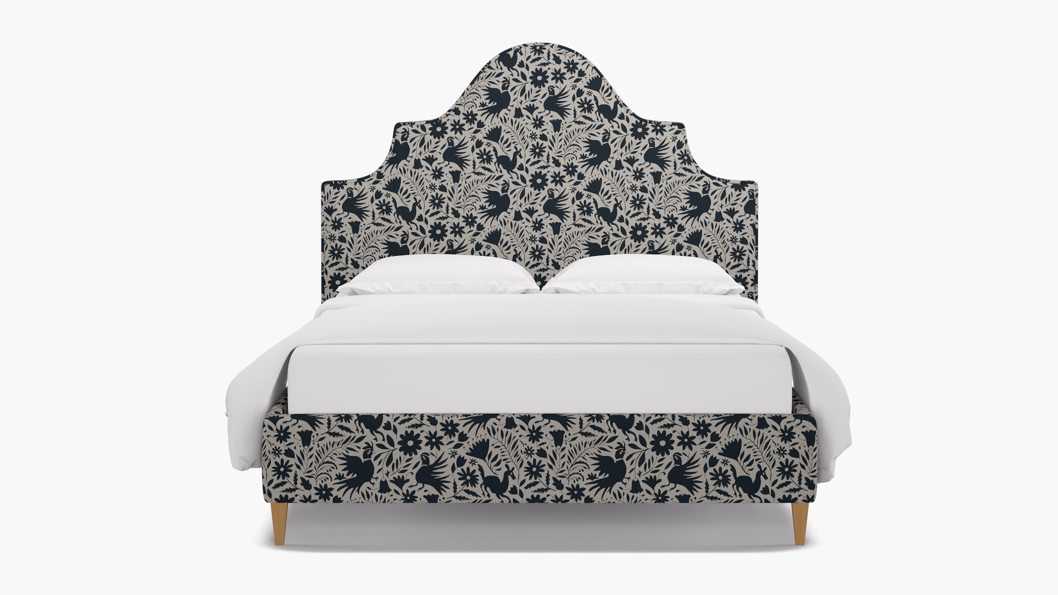 Statement Bed, Ink Frida, Natural Square Tapered Leg, King - Image 0