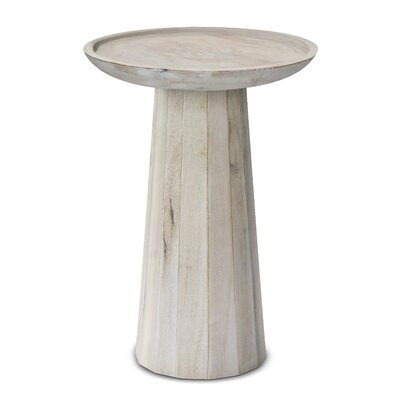 Dovercourt Solid Wood Tray Top Pedestal End Table, Whitewash - Image 0