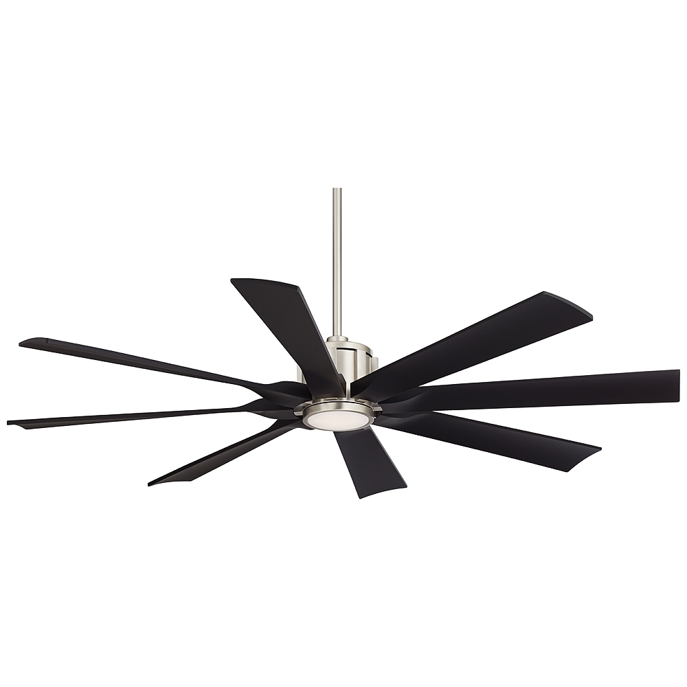 60" Possini Defender Brushed Nickel Damp LED Ceiling Fan with Remote - Image 0