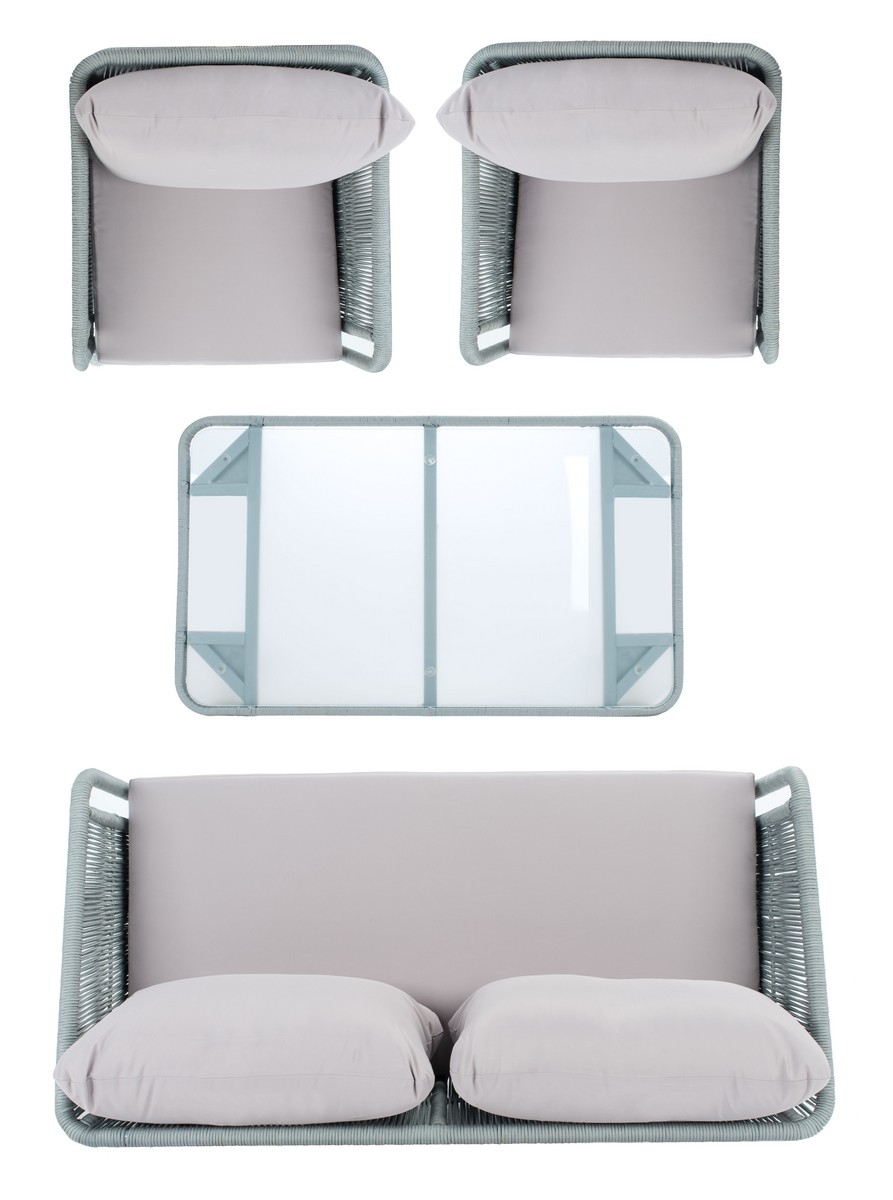 Kerson 4 Pc Rope Living Set - Grey/Grey - Safavieh - Image 6