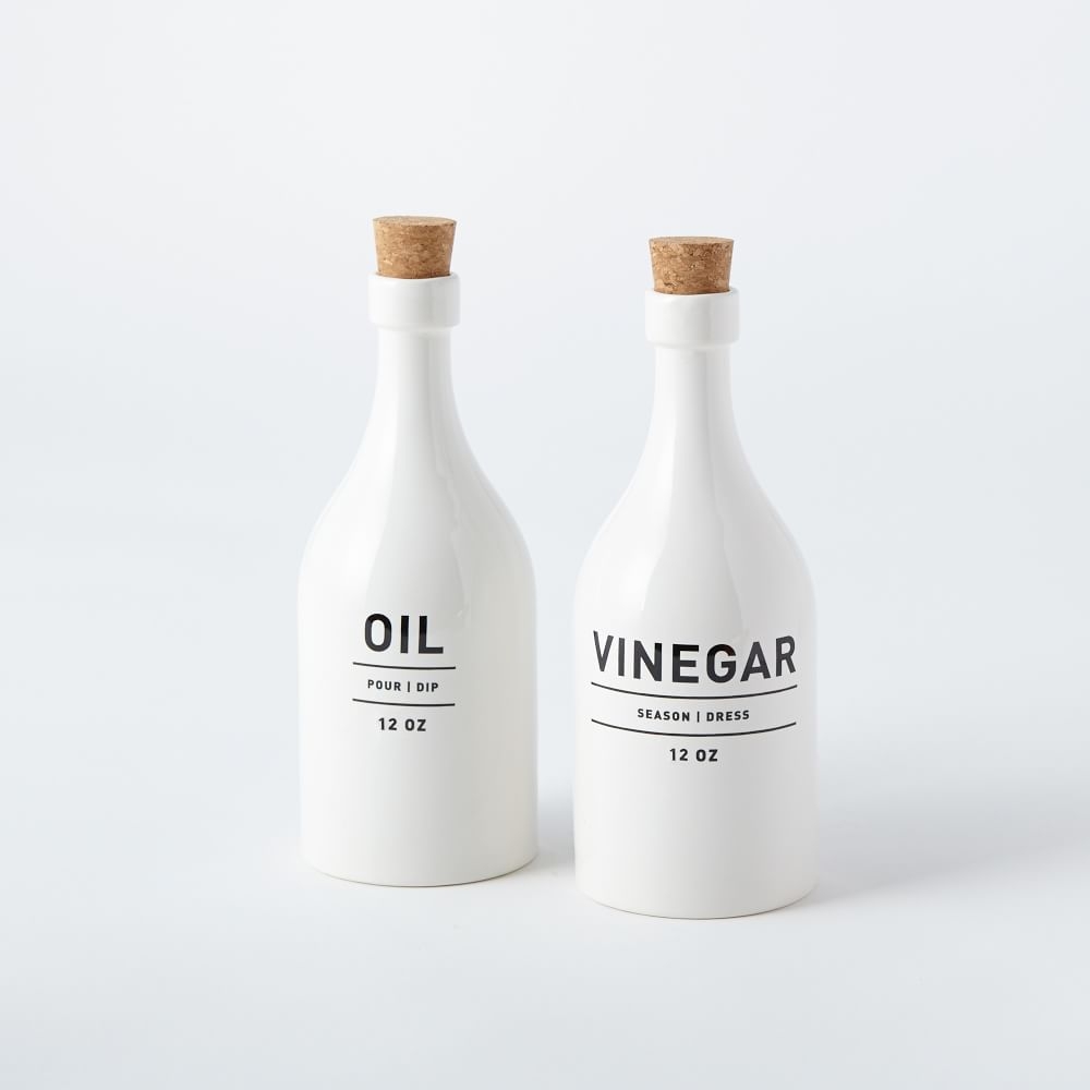 Utility Kitchen Collection, Oil + Vinegar Set, White - Image 0