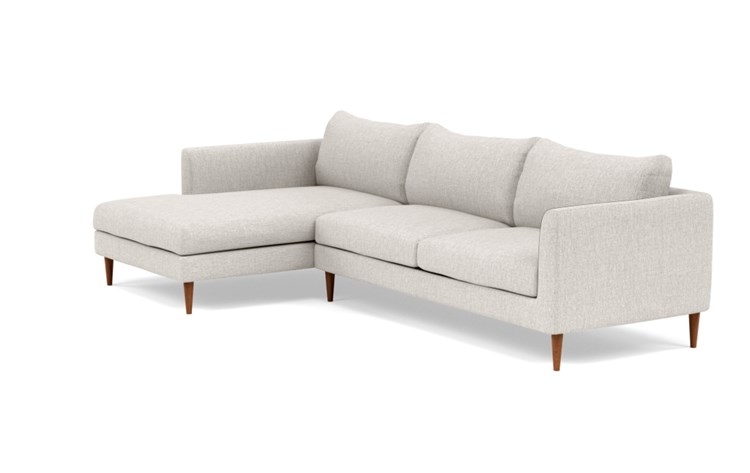 Owens Left Sectional with Beige Wheat Fabric, down alt. cushions, and Oiled Walnut legs - Image 4