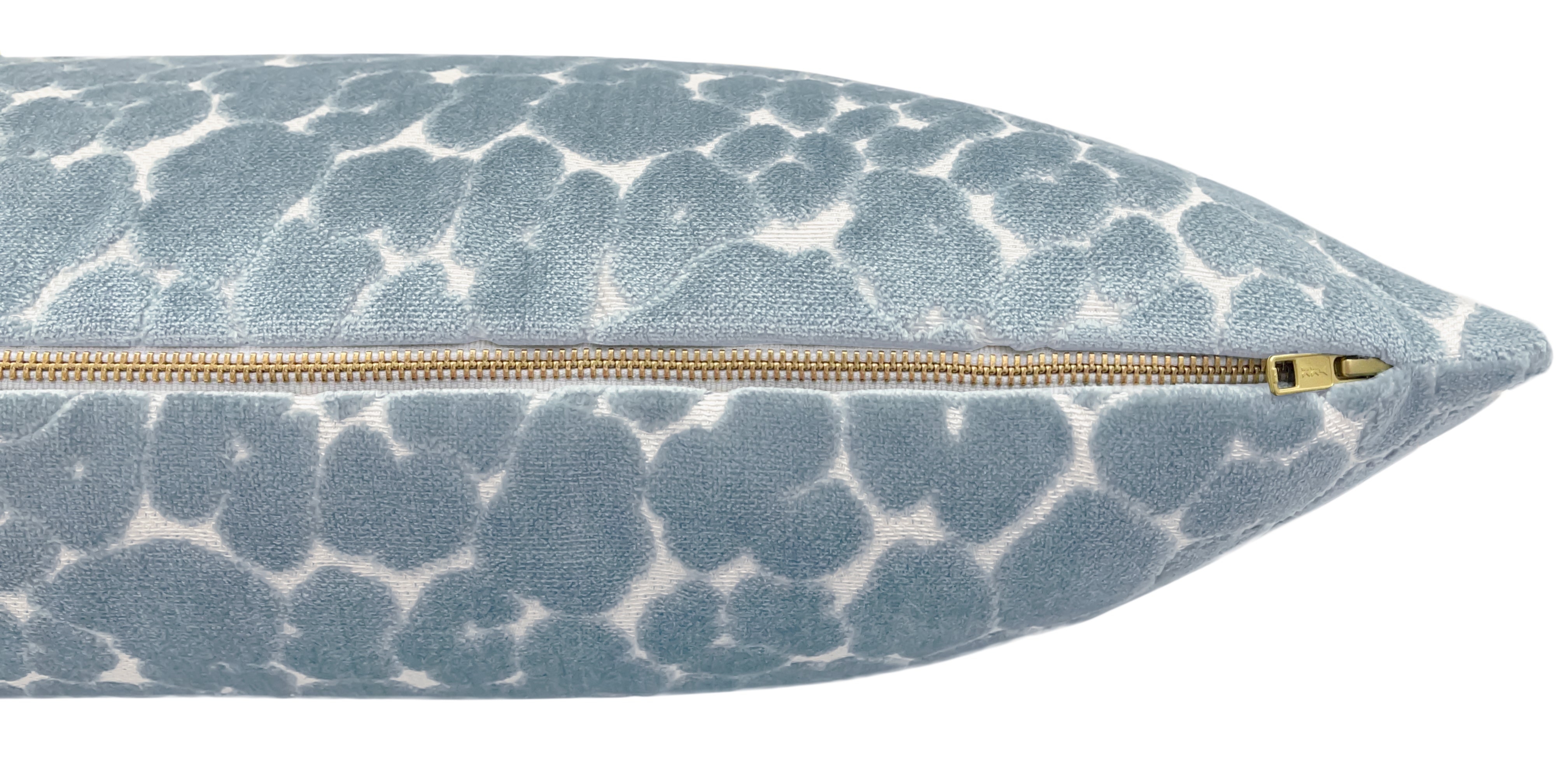 THE XL LUMBAR :: LEOPARD CUT VELVET // CERULEAN BLUE - 14" X 48" - Image 1