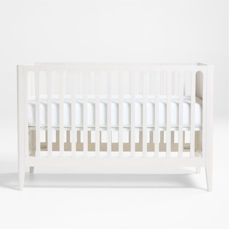 Archie Whitewashed Ash Wood Convertible Baby Crib - Image 1