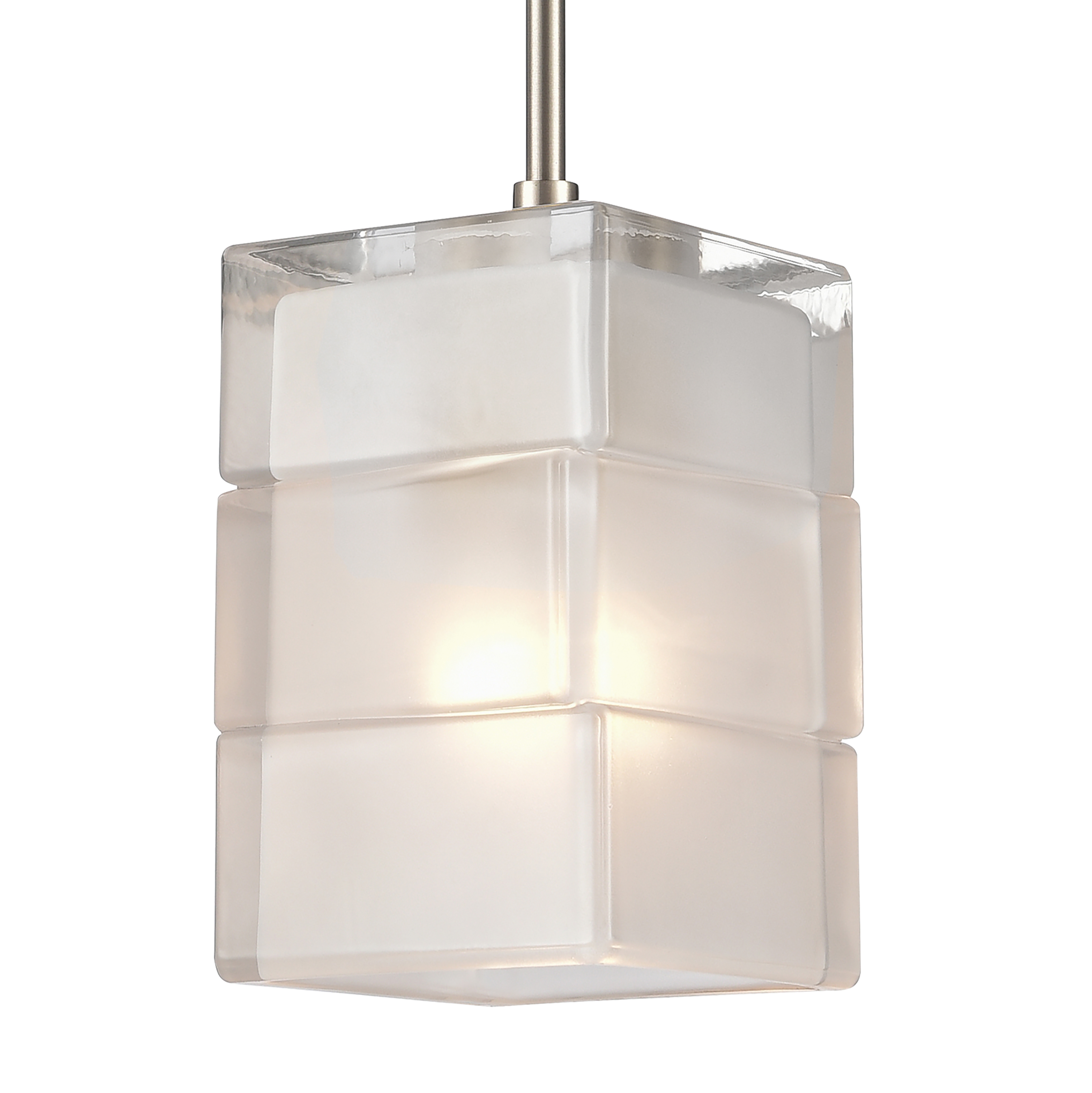 Ice Blocks 6'' Wide 1-Light Mini Pendant - Satin Nickel - Image 3