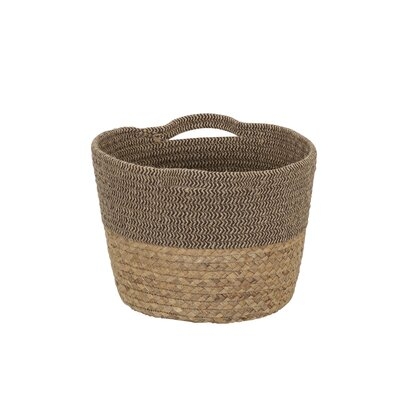 Tweed Cotton Rope & Hyacinth Storage Basket With Side Handles - Image 0