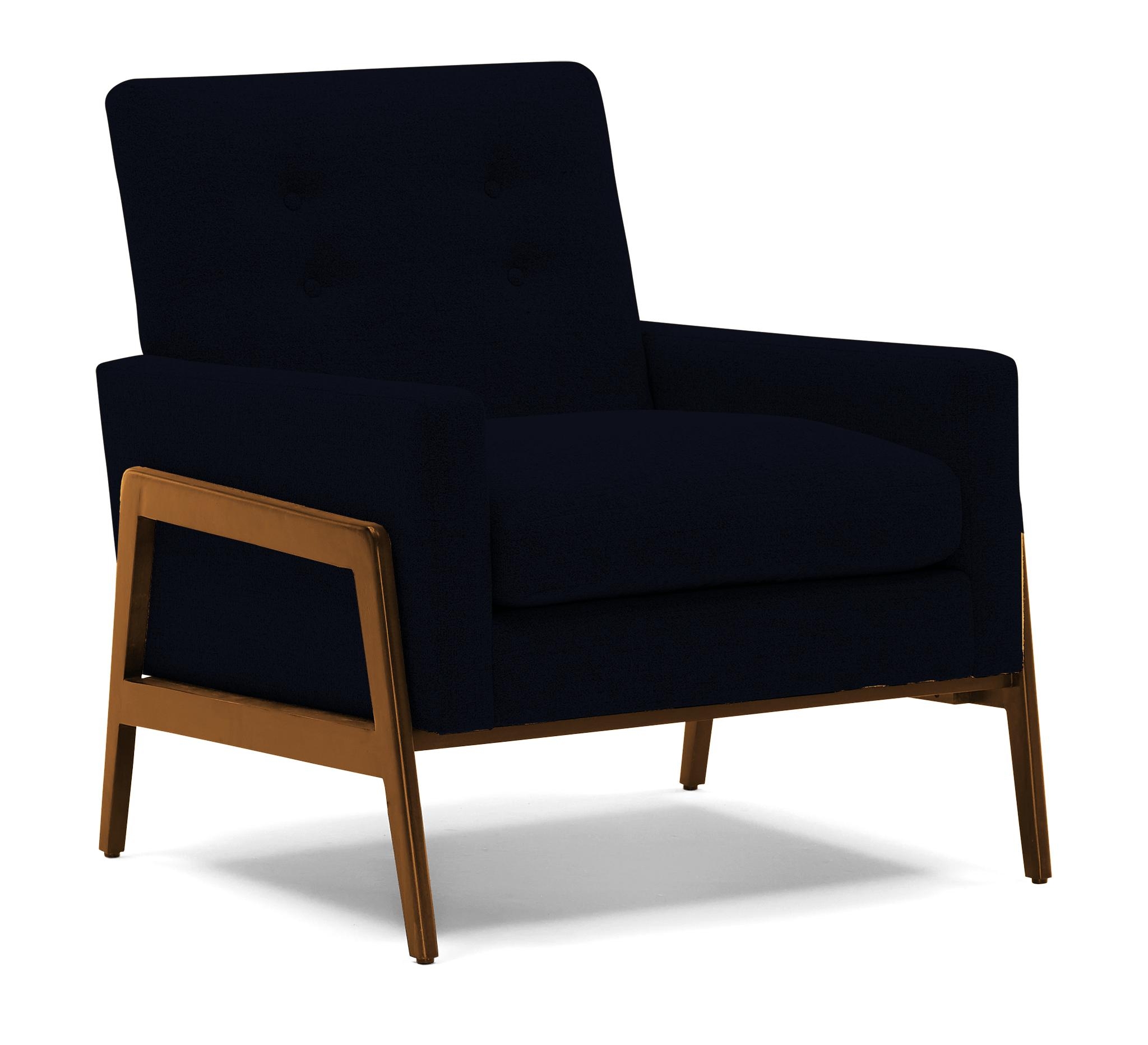 Blue Clyde Mid Century Modern Chair - Sunbrella Premier Indigo - Mocha - Image 1