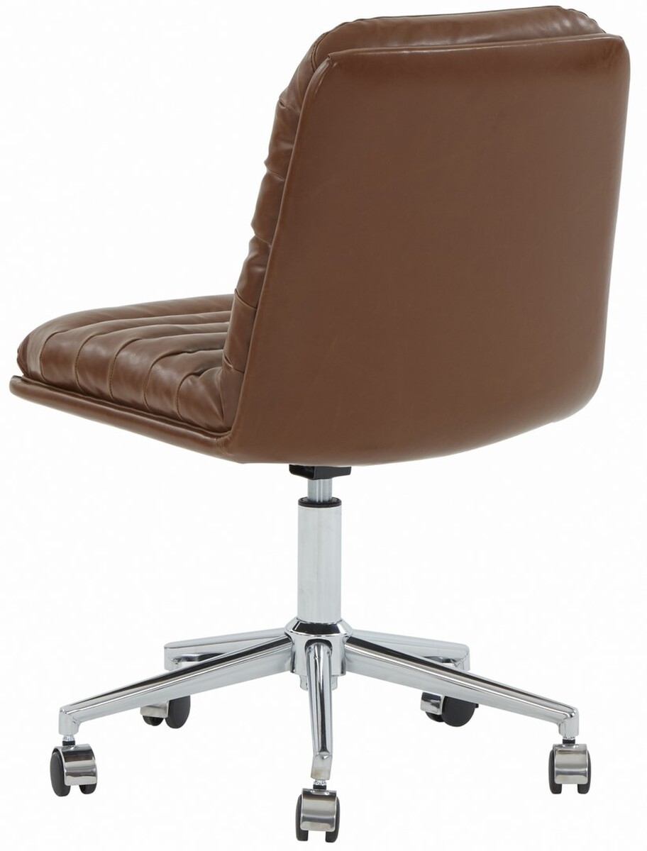 Decolin Swivel Desk Chair - Brown/Silver - Image 4