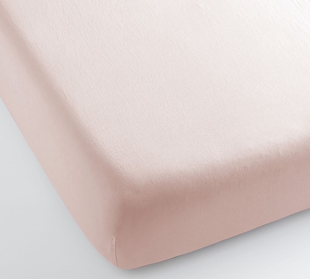 Belgian Flax Linen Sheet Set Fitted Sheet, Queen, Soft Rose - Image 0