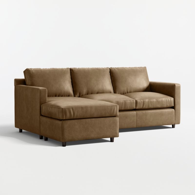 Barrett II 91" Leather Left-Arm Storage Chaise Lounge Queen Sleeper Sectional Sofa - Image 1