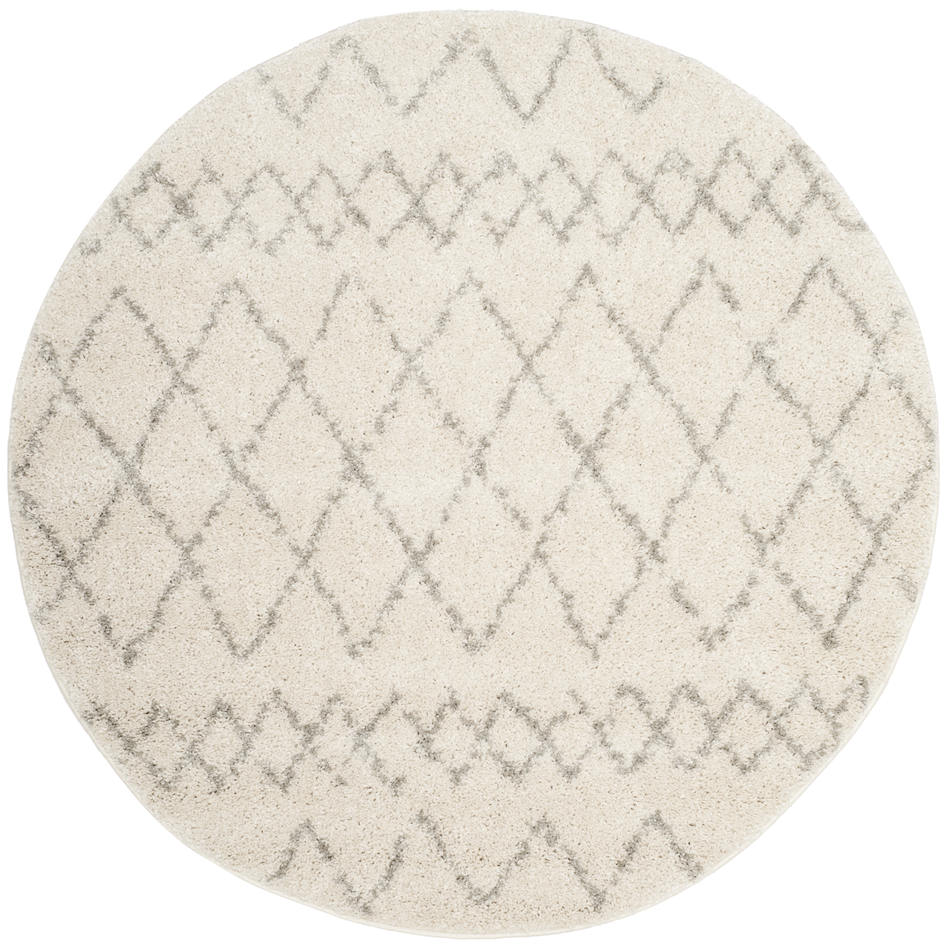 Arlo Home Woven Area Rug, BER165C, Cream/Light Grey,  5' 1" X 5' 1" Round - Image 0