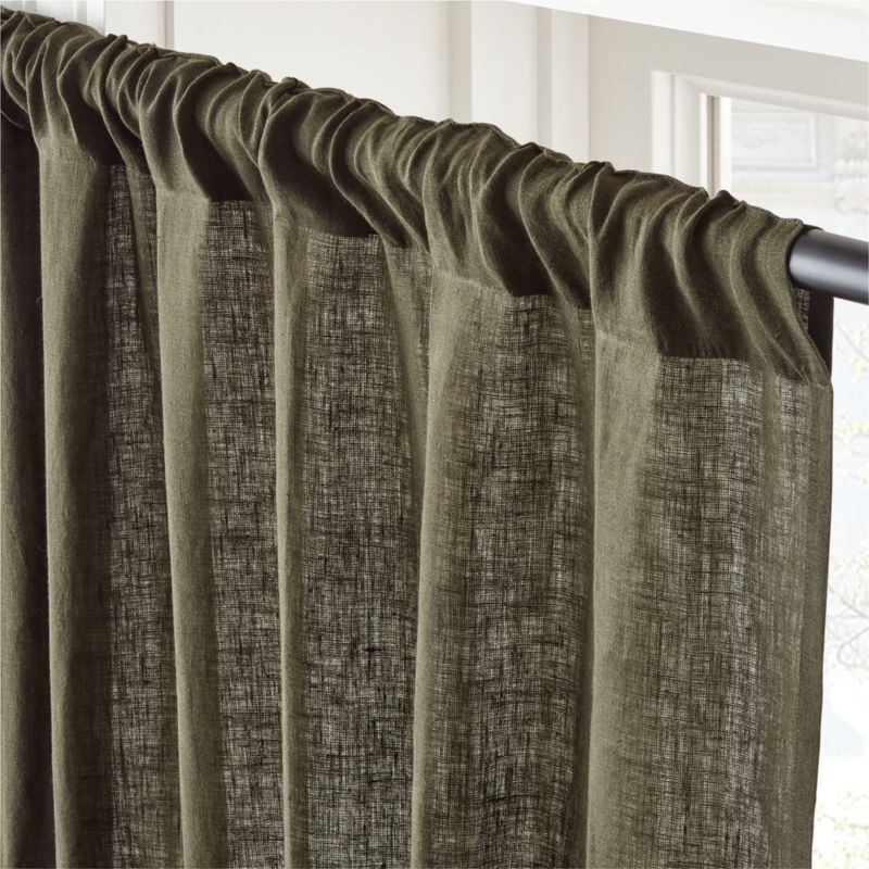 EUROPEAN FLAX™-Certified Linen Forest Green Window Curtain Panel 48''x96" - Image 2