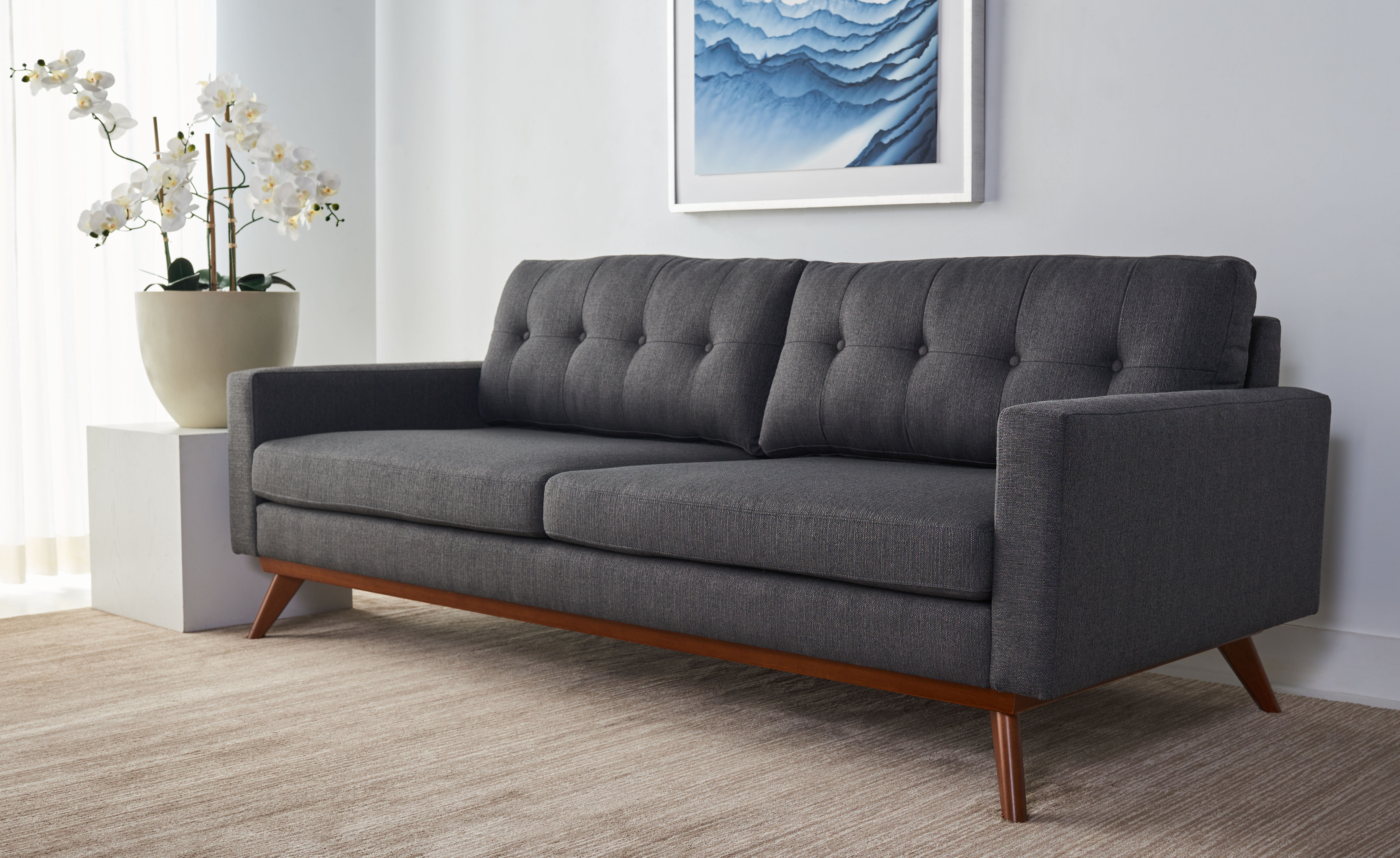 Gneiss Modern Linen Sofa - Slate Grey - Arlo Home - Image 0