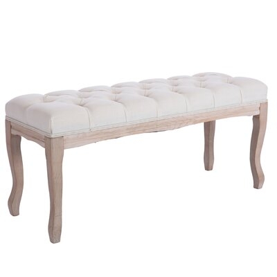 Heng Ming French Style Natural Rubber Wood Bench,Beige - Image 0