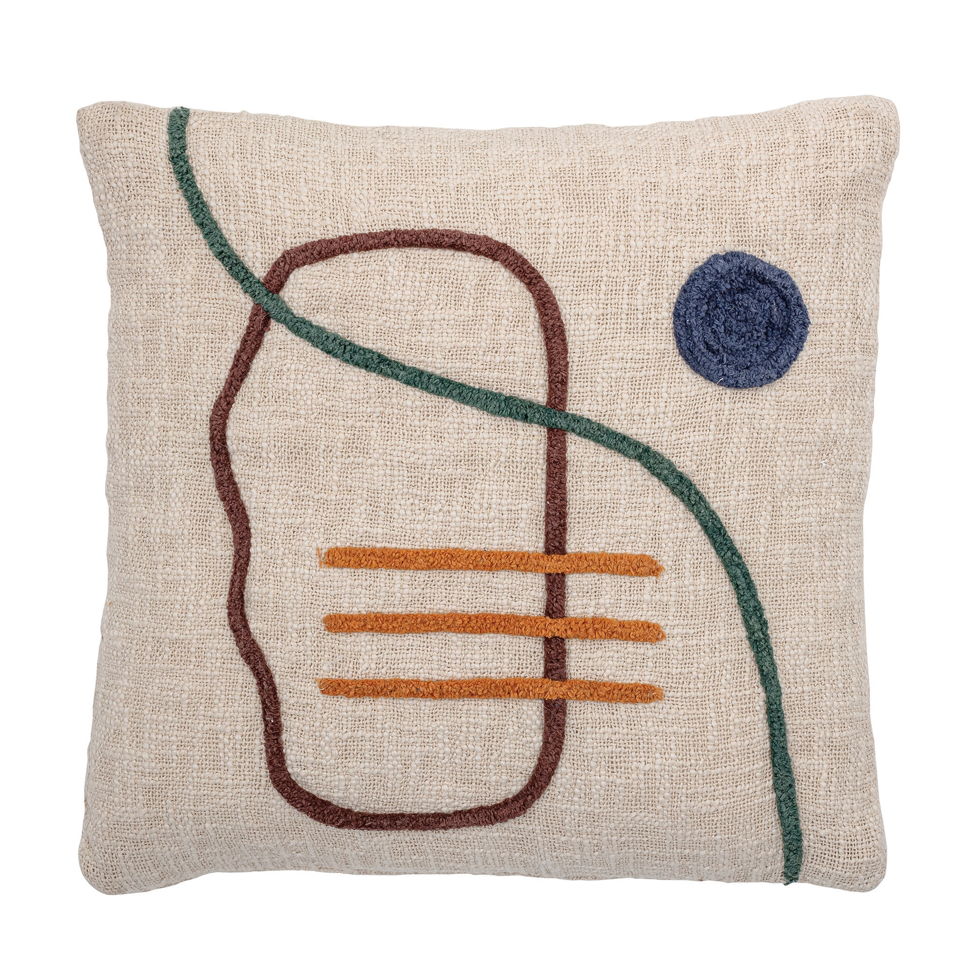 Abstract Embroidered Throw Pillow, Cream, 18" x 18" - Image 0