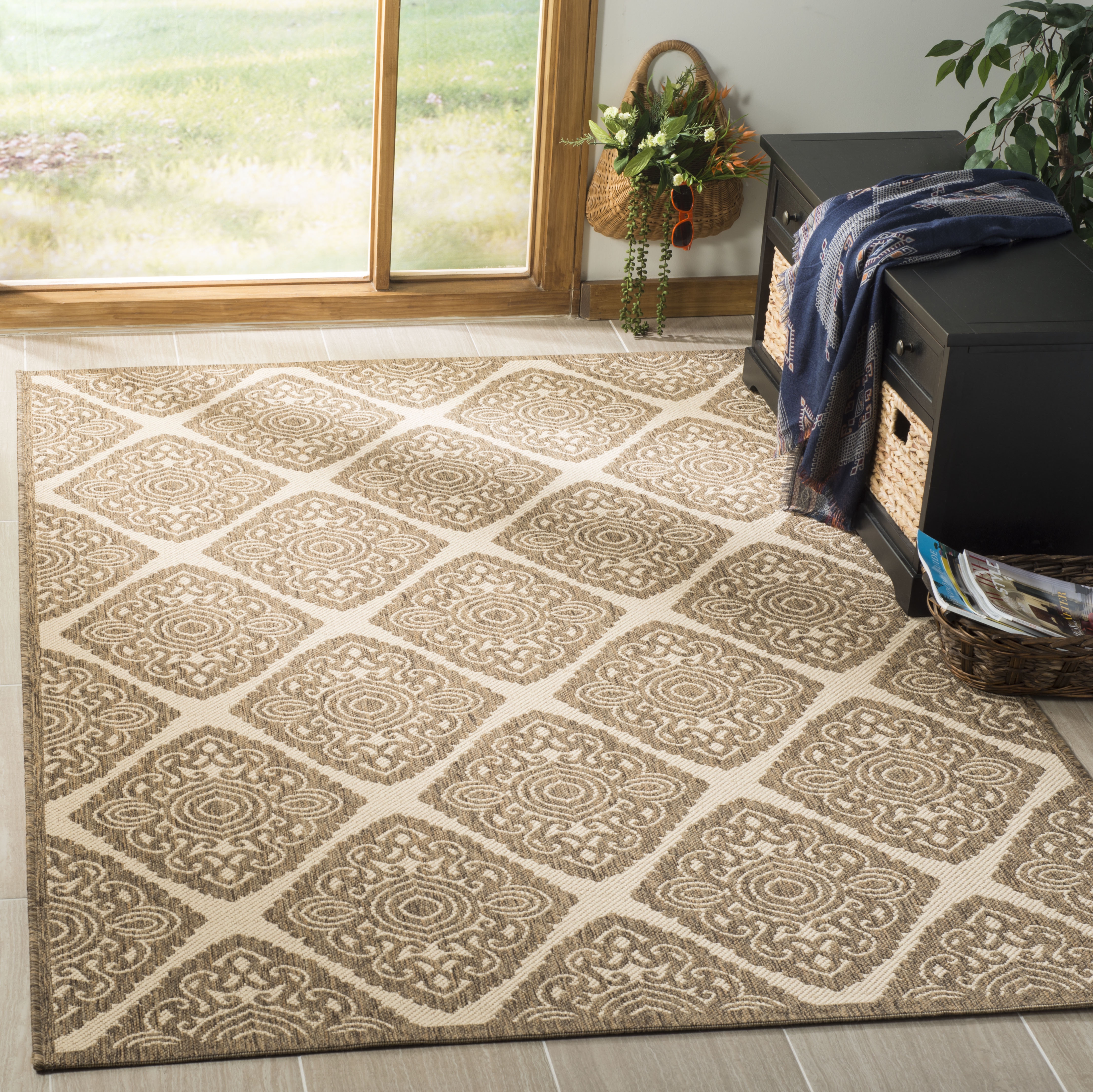 Arlo Home Indoor/Outdoor Woven Area Rug, LND132C, Cream/Beige,  4' X 6' - Image 1