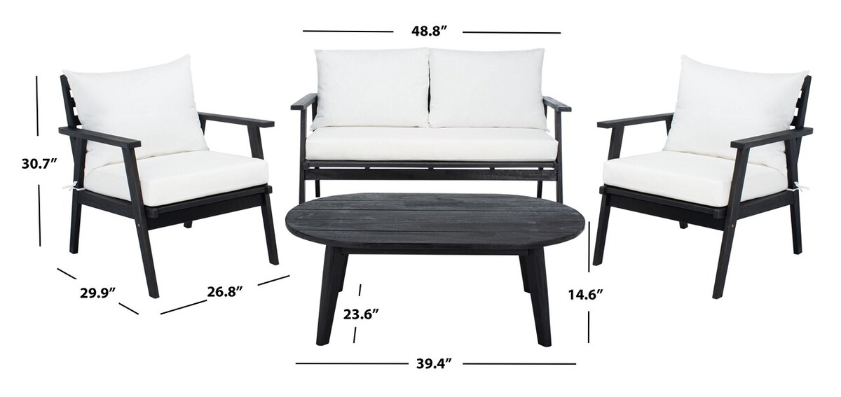 Deacon 4 Pc Living Set - Black / Beige - Safavieh - Image 8
