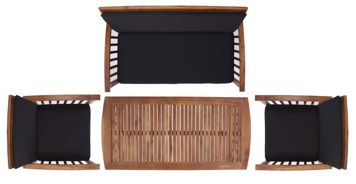 Rocklin 4 Pc Outdoor Set - Natural/Black - Safavieh - Image 7