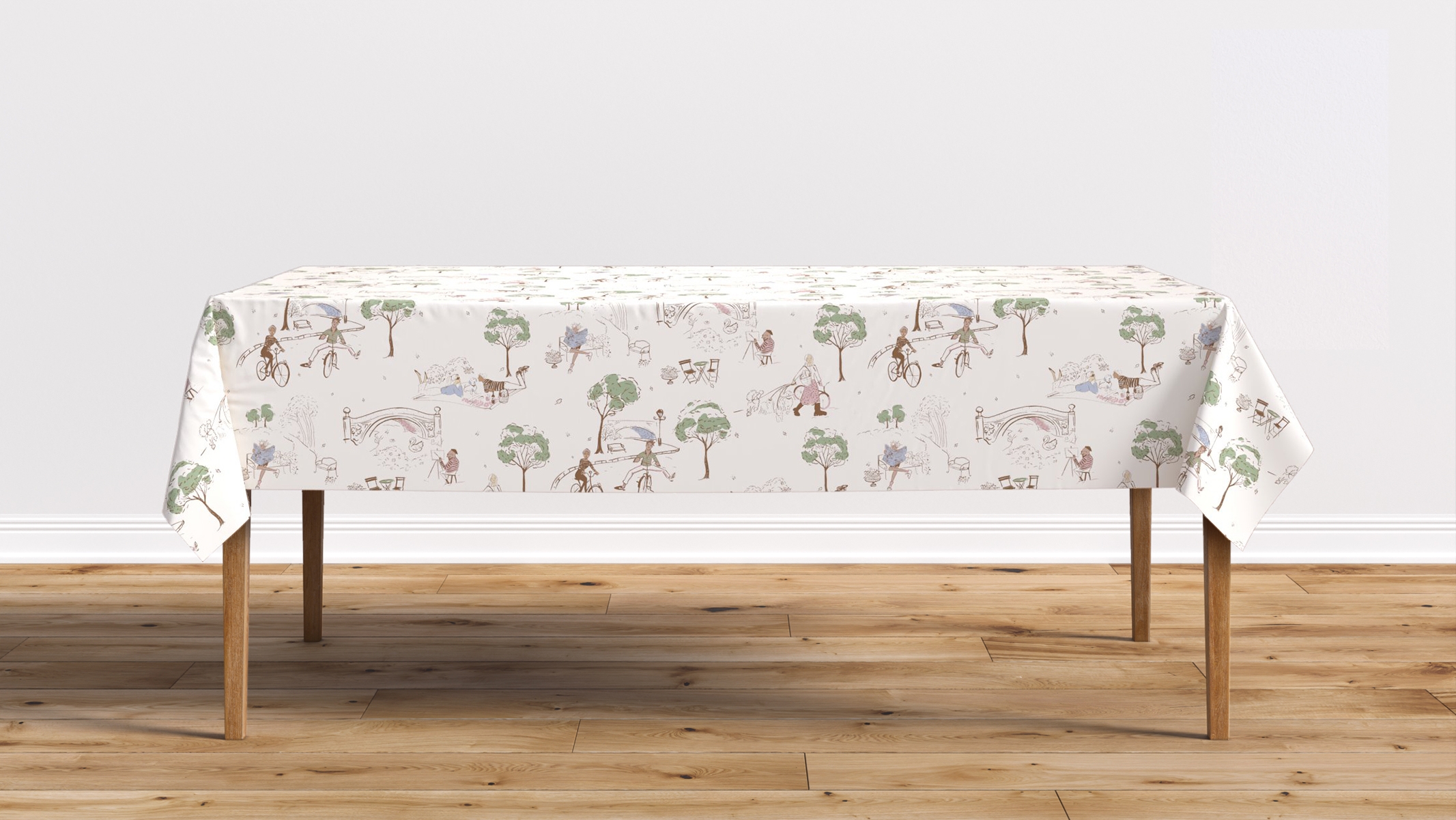 Tablecloth 56" x 108", Multi Central Park Toile, 56" x 108" - Image 0