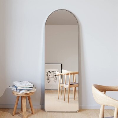 Arched Full Length Mirror,  Floor Length Mirror With Aluminum Alloy Frame, Full Body Mirror With Stand, Standing Hanging Or Leaning Against Wall - Image 0