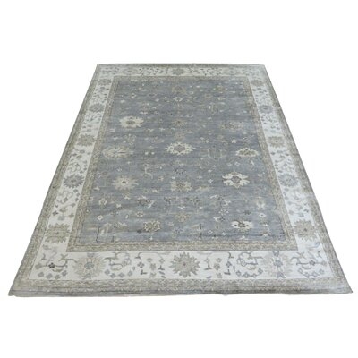 One-of-a-Kind Broadhurst Hand-Knotted Beige/Light Blue 9' x 11'11" Silk Area Rug - Image 0
