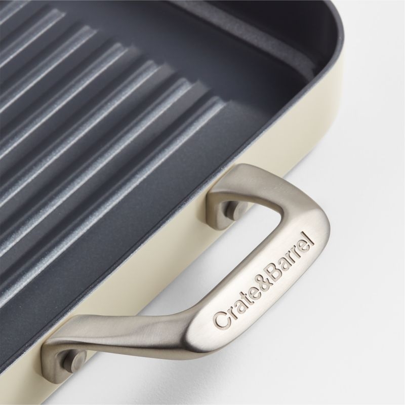 Crate & Barrel EvenCook Ceramic ™ Cream Nonstick Double Burner Grill Pan - Image 1