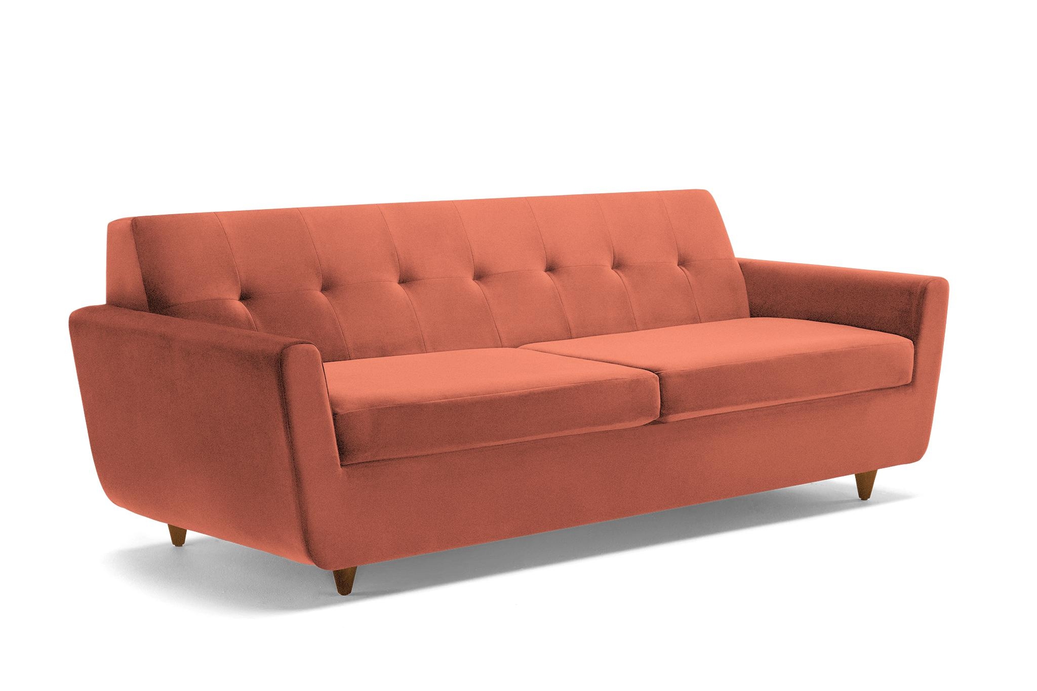 Orange Hughes Mid Century Modern Sofa with Storage - Key Largo Coral - Mocha - Image 1