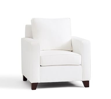 Cameron Square Arm Upholstered Armchair, Polyester Wrapped Cushions, Performance Brushed Basketweave Chambray - Image 2
