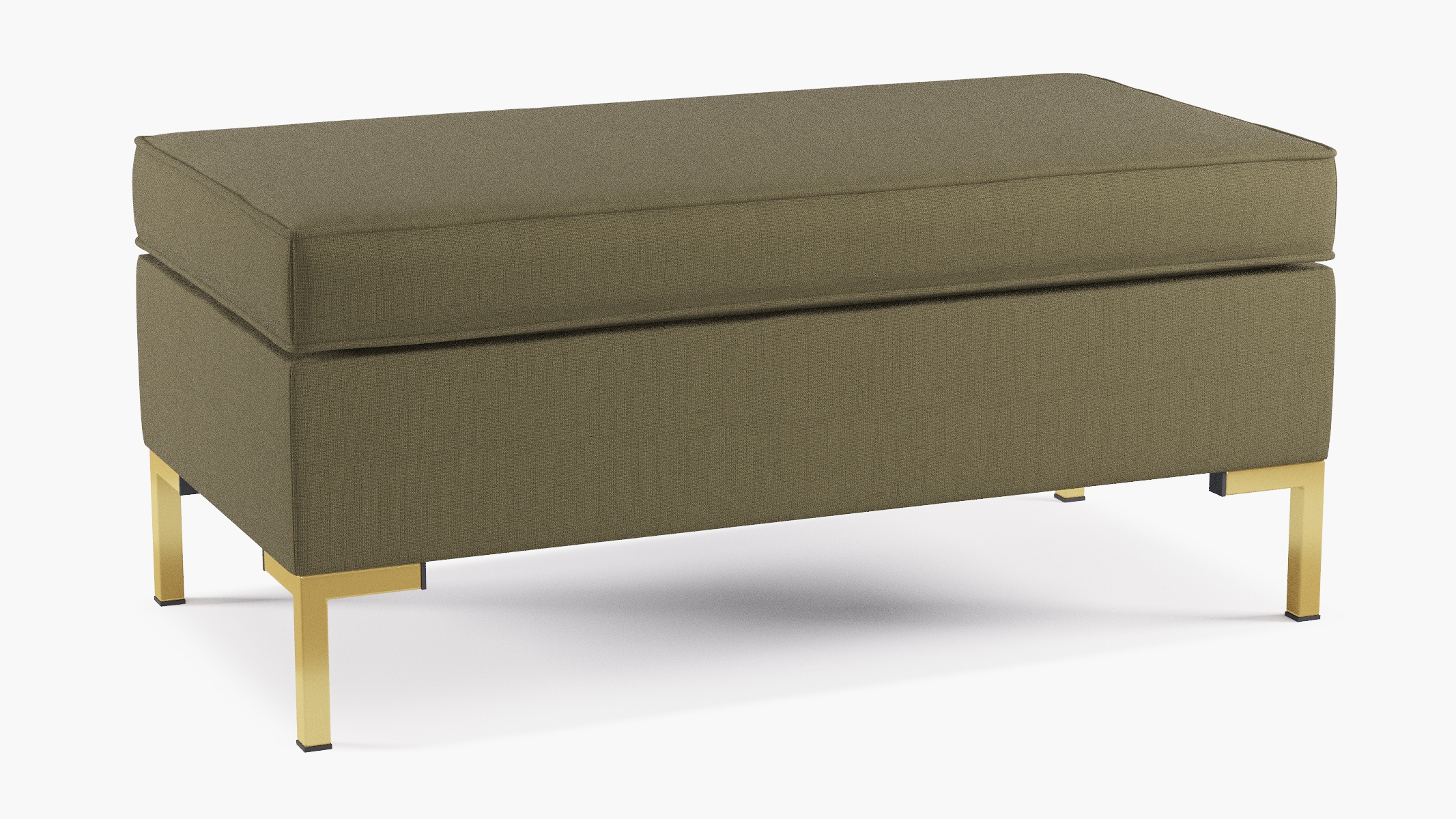 Modern Bench, Olive Everyday Linen, Brass - Image 1