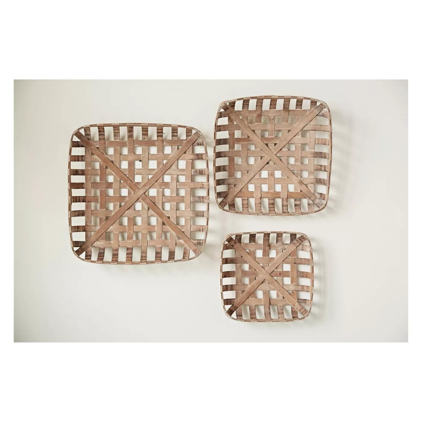 Set of 3 Square Reproduction Tobacco  Baskets - Image 1