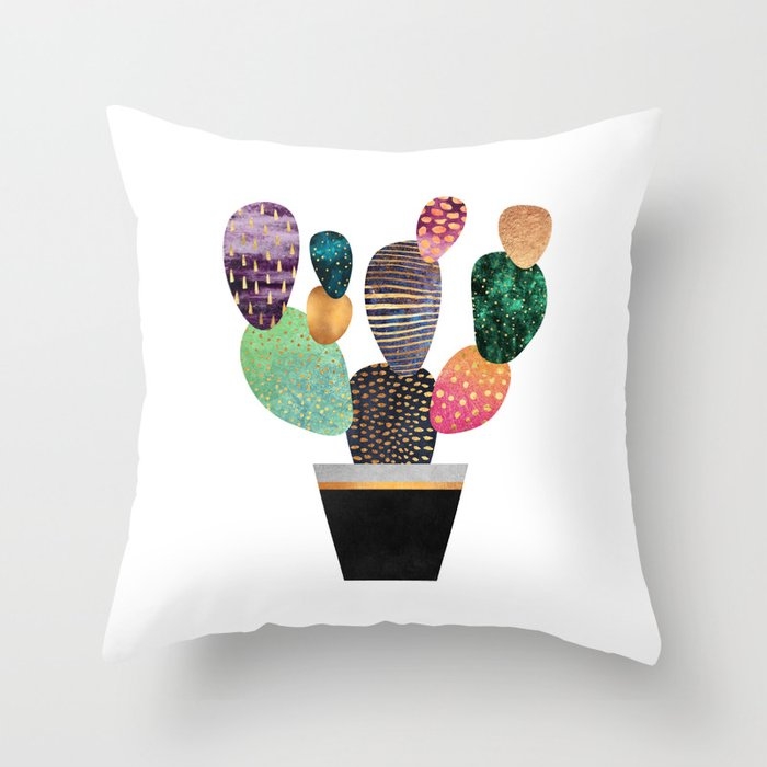 Pretty Cactus Throw Pillow by Elisabeth Fredriksson - Cover (18" x 18") With Pillow Insert - Outdoor Pillow - Image 0