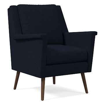 Carlo Mid-Century Chair, Poly, Twill, Black Indigo, Pecan - Image 0