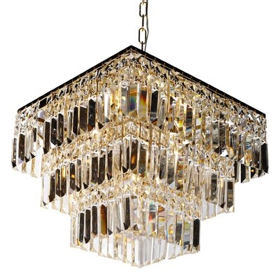 Crystal Chandelier Flash Mount Ceiling Light Gold Color 5 Light - Image 0