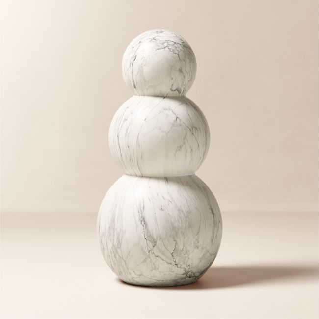 White Marbled Concrete Indoor/Outdoor Holiday Snowman 36" - Image 0