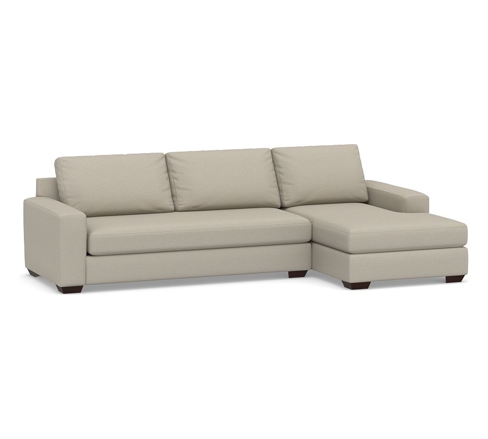 Big Sur Square Arm Upholstered Left Arm Sofa with Chaise Sectional and Bench Cushion, Down Blend Wrapped Cushions, Performance Boucle Fog - Image 0
