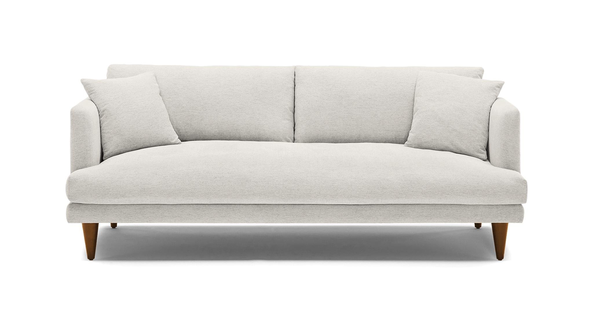 White Lewis Mid Century Modern Sofa - Tussah Snow - Mocha - Cone - Image 0