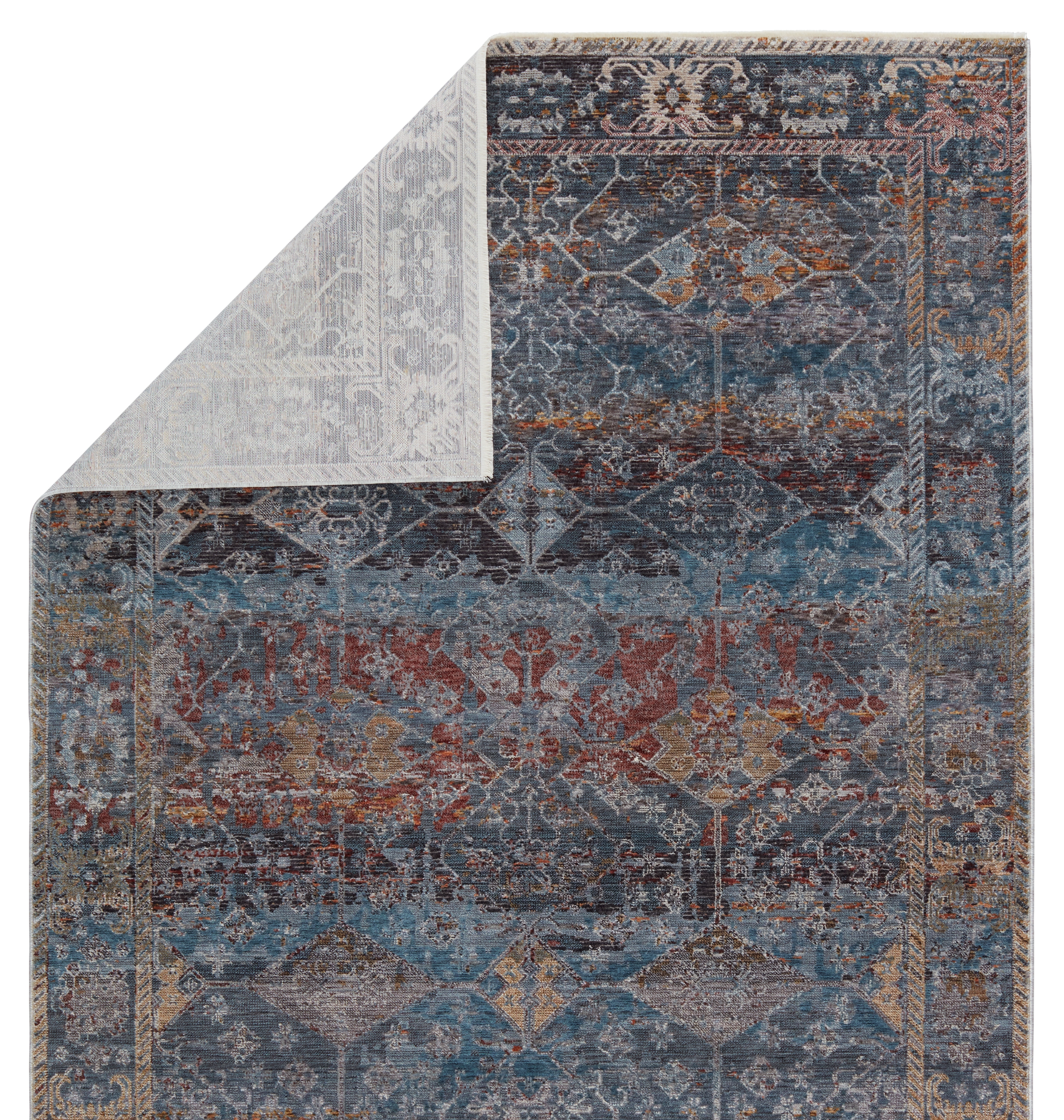 Thessaly Medallion Dark Blue/ Red Area Rug (5'X8') - Image 2