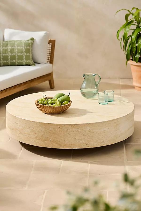 Travertine Finish Coffee Table - Image 0