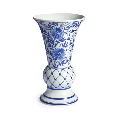 Blue/White 14'' Porcelain China Table Vase - Image 0