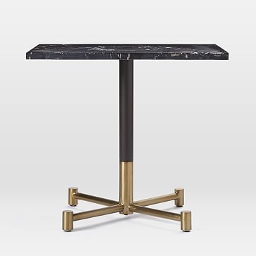 Black Marble 24x32" Branch Bistro Table, Antique Bronze, Blackened Brass Base - Image 0