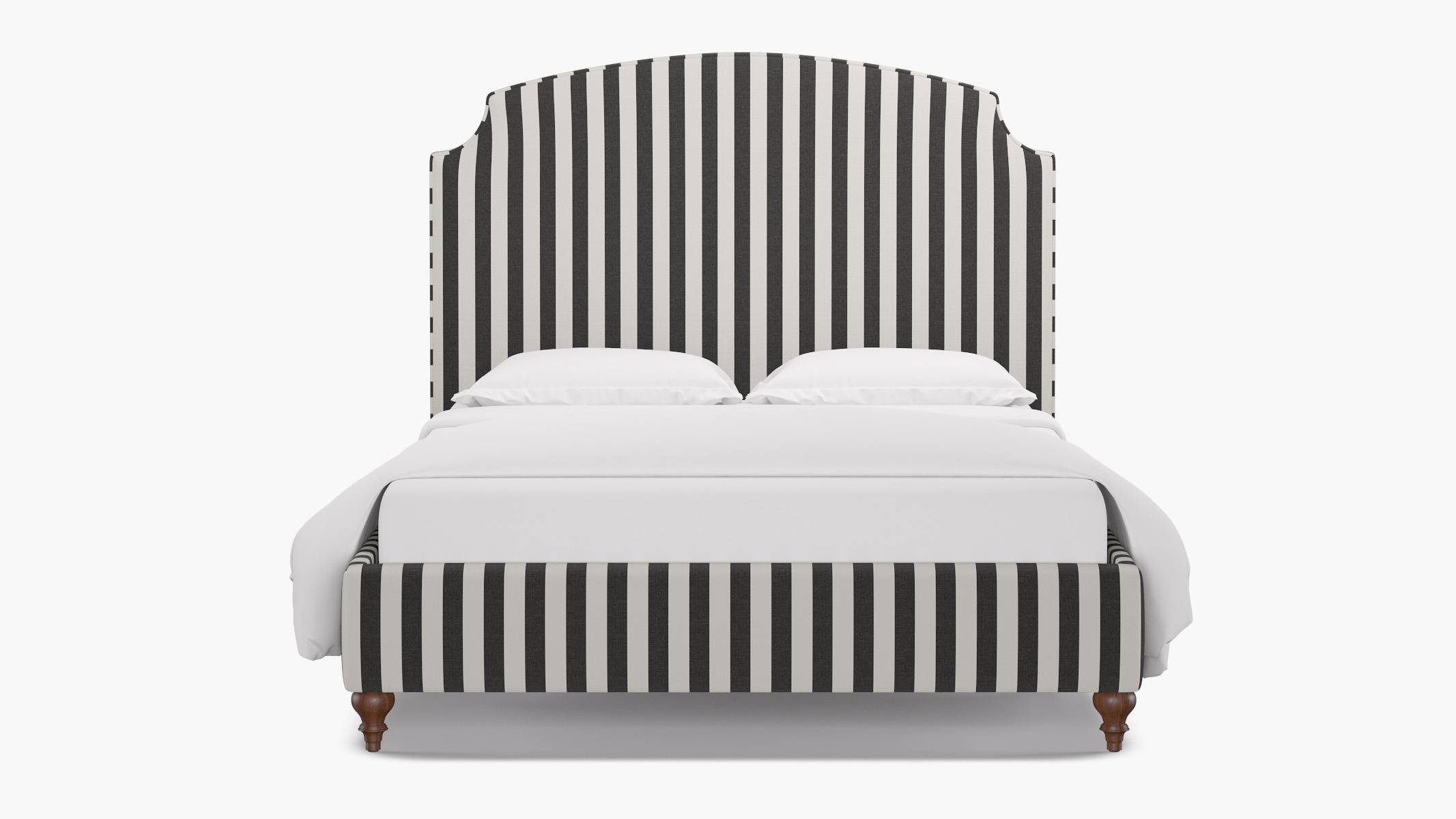Cove Bed, Ink Cabana Stripe, Walnut Decorative Tapered Leg, Twin - Image 0