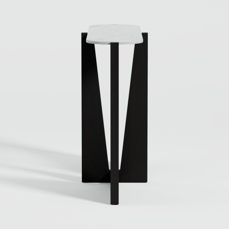 Miro White Marble Console Table with Black Ebonized White Oak Wood Base - Image 3