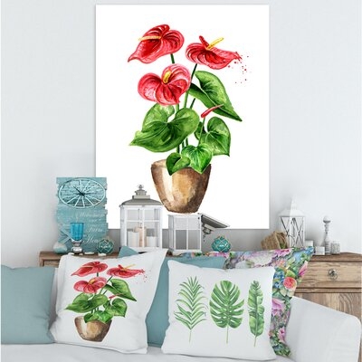 Anthurium Tailflower Or Flamingo Flower In The Pot - Traditional Canvas Wall Art Print PT35476 - Image 0
