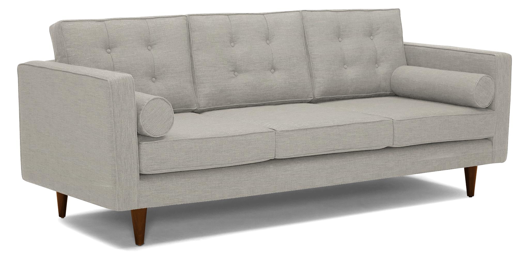 White Braxton Mid Century Modern Sofa - Bloke Cotton - Mocha - Image 1