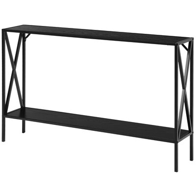 Ebern Designs 2 Tier Console Table Narrow Accent Side Entryway Table Metal Frame Black - Image 0