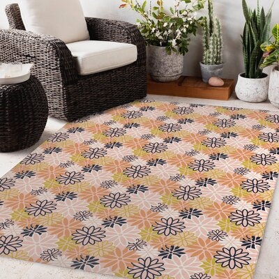 BEATNIK FLORAL PEACH Outdoor Rug By Becky Bailey - Image 0